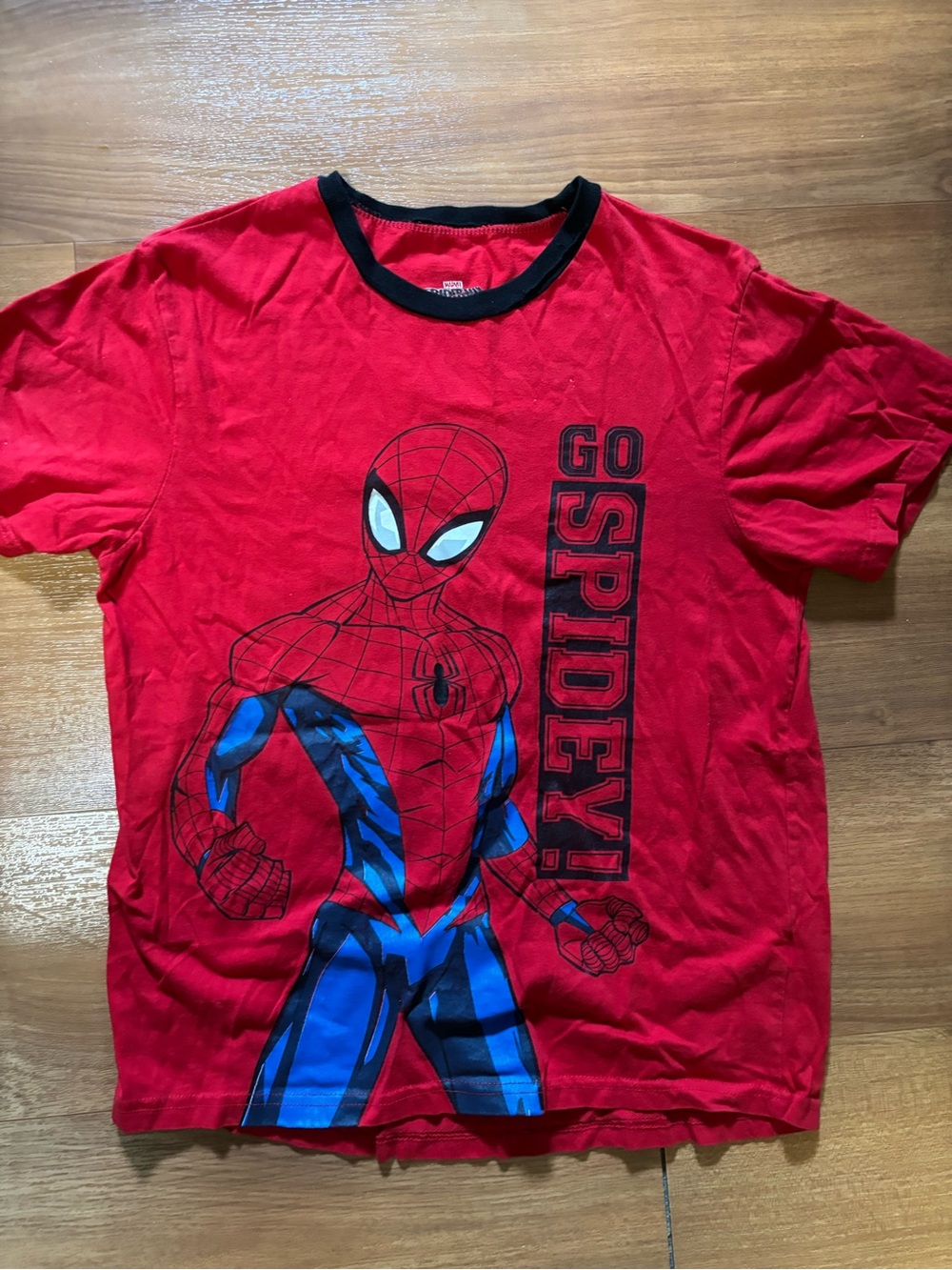 Marvel Red Spider-Man Graphic Tee with Black Neck Trim